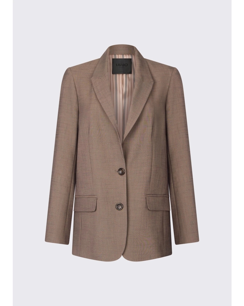 Liu Jo Oversized mélange blazer brown pepe melange