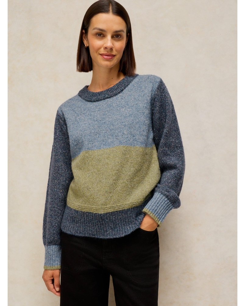 White Stuff Lucie Crewneck Jumper blue mlt