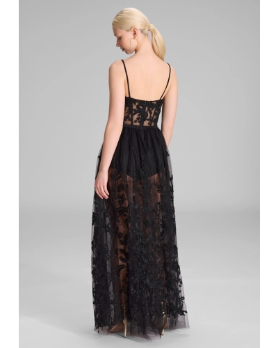 Swing dress semi sheer skirt and jersey pants black black