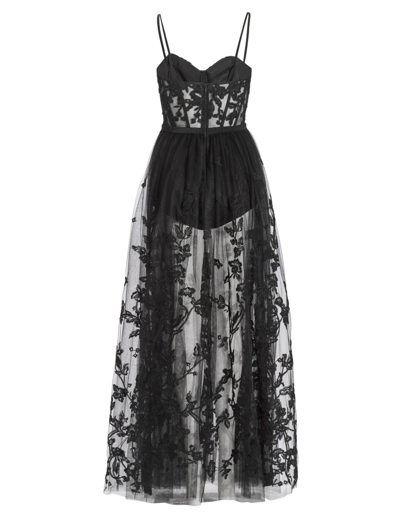 Swing dress semi sheer skirt and jersey pants black black