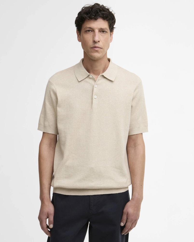 Barbour Muston linen blend polo shirt washed stone