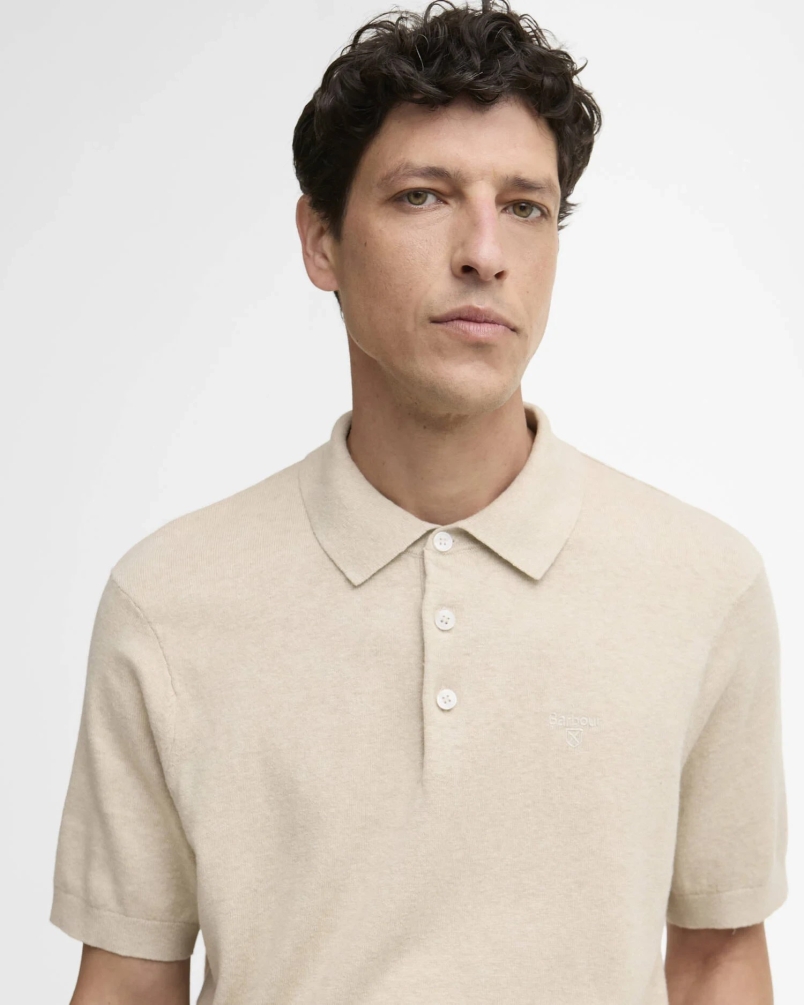 Barbour Muston linen blend polo shirt washed stone