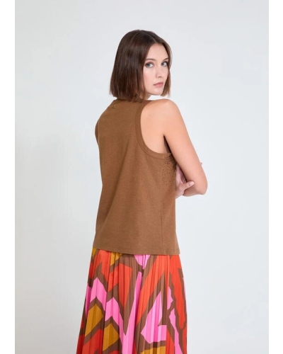 Lola Casademunt Top with rhinestones khaki khaki