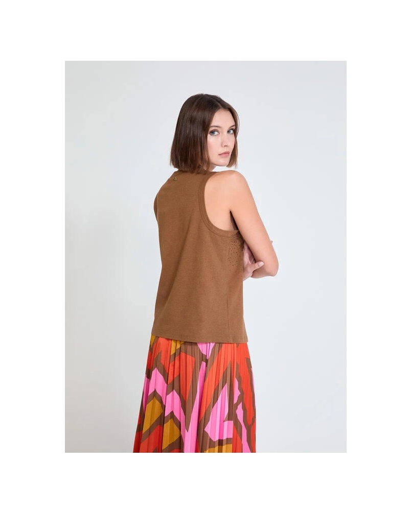 Lola Casademunt Top with rhinestones khaki khaki