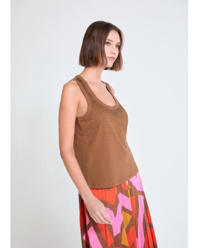 Lola Casademunt Top with rhinestones khaki khaki