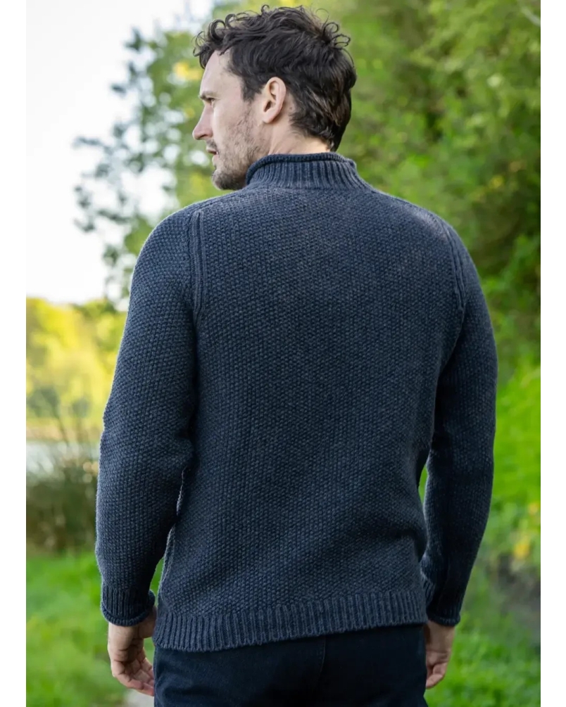 Fisherman Seed stitch sweater dark indigo