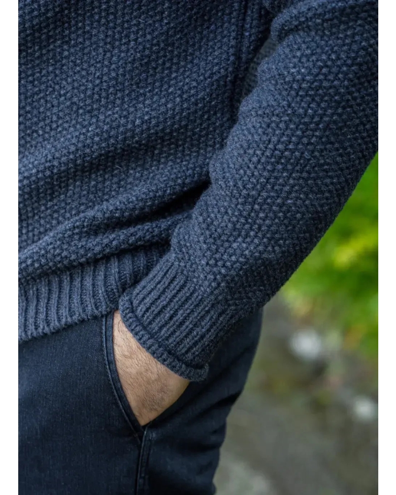 Fisherman Seed stitch sweater dark indigo