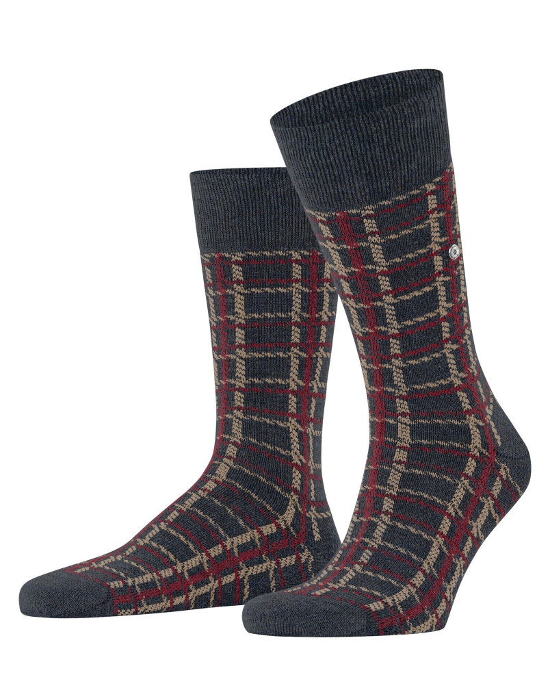 Burlington Grid heren sokken navy melange