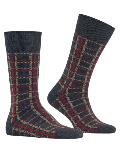 Burlington Grid heren sokken navy melange
