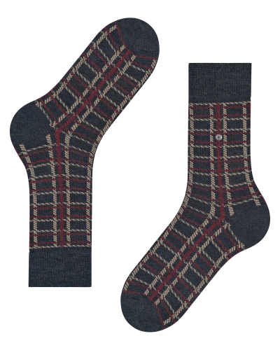 Burlington Grid heren sokken navy melange