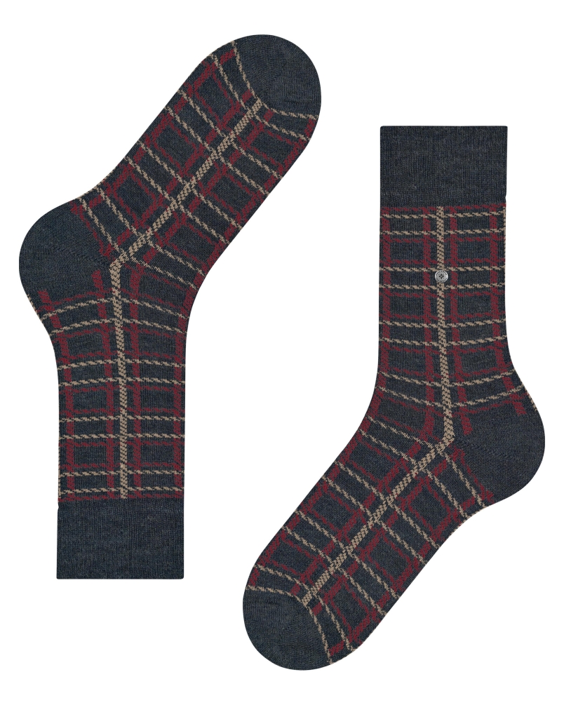 Burlington Grid heren sokken navy melange