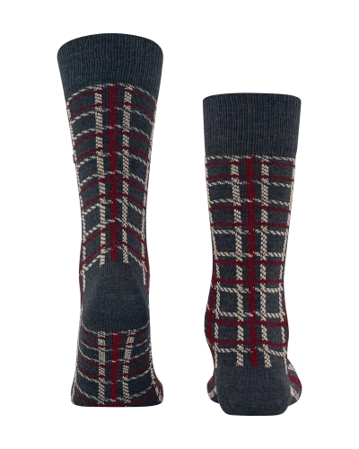 Burlington Grid heren sokken navy melange