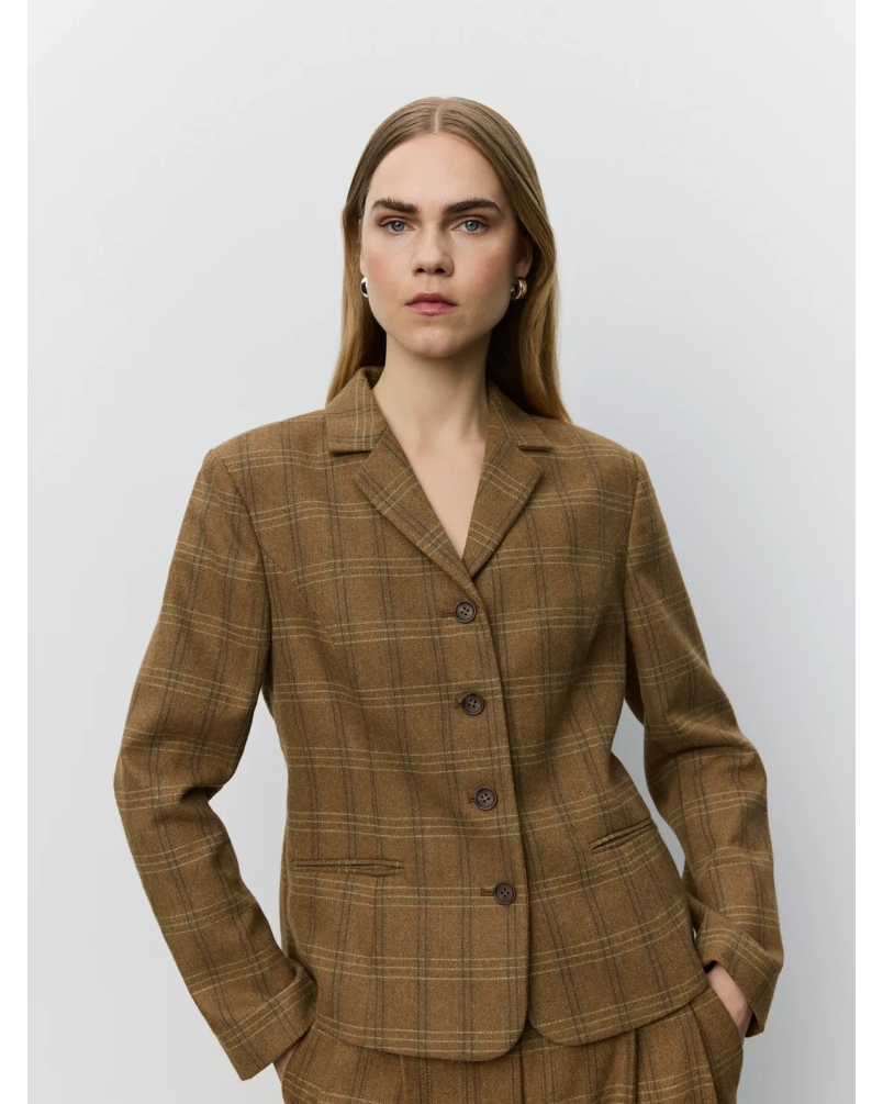 Sofie Schnoor Poppy checked blazer maple brown check