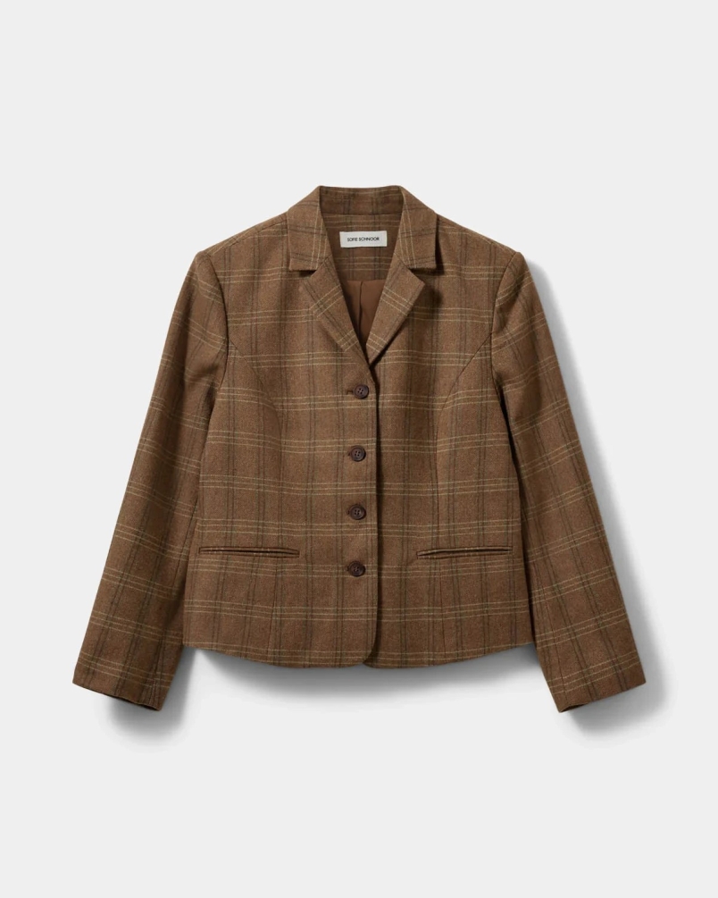 Sofie Schnoor Poppy checked blazer maple brown check