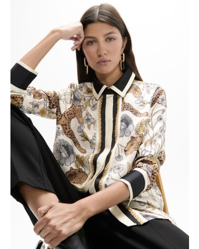 Lola Casademunt Leopard and border printed shirt ecru/multicolor