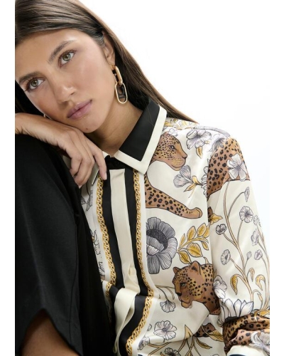 Lola Casademunt Leopard and border printed shirt ecru/multicolor