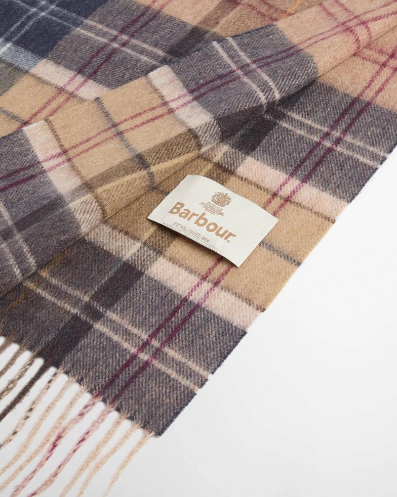 Barbour Serena tartan lambswool scarf tn39 birchwood/muted tartan