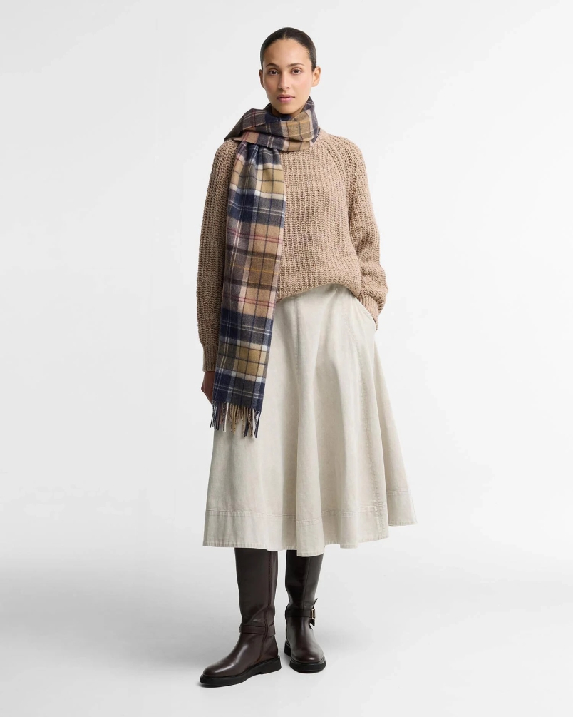 Barbour Serena tartan lambswool scarf tn39 birchwood/muted tartan