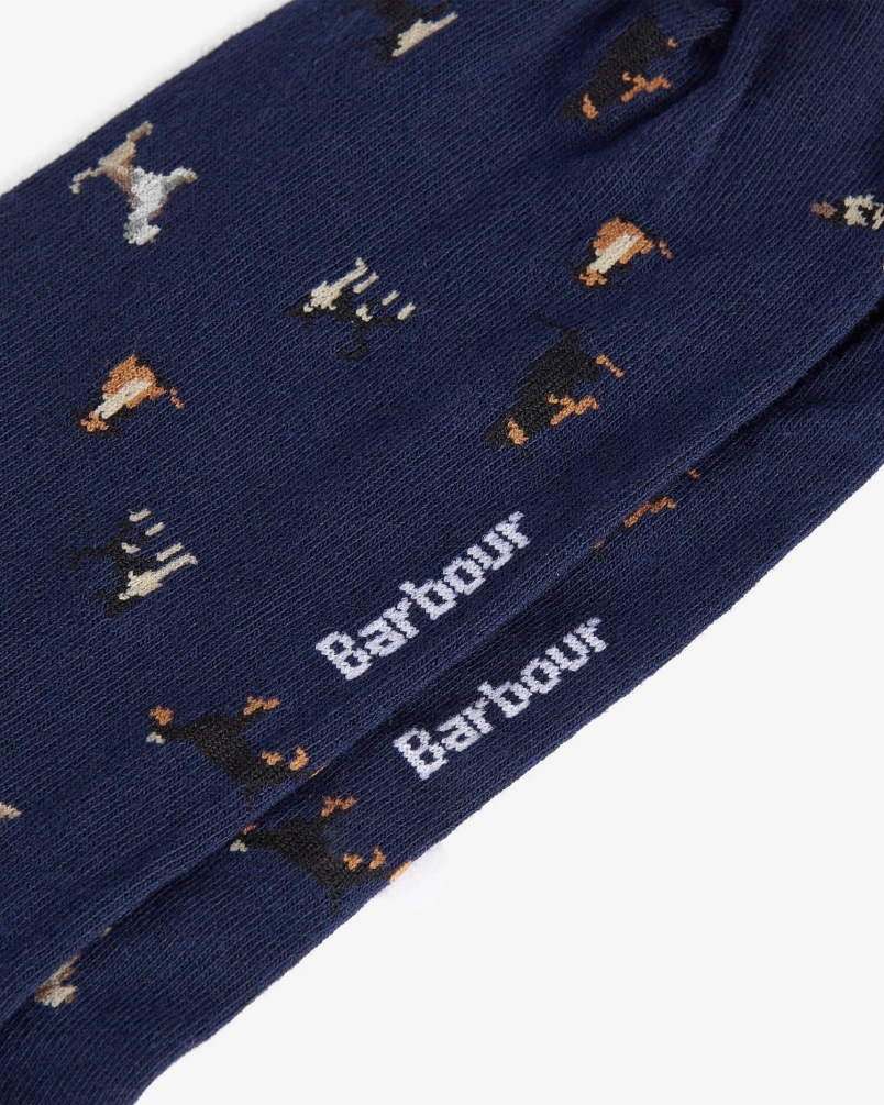 Barbour Dog socks gift set mid blue/dog