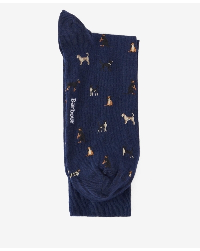 Barbour Dog socks gift set mid blue/dog