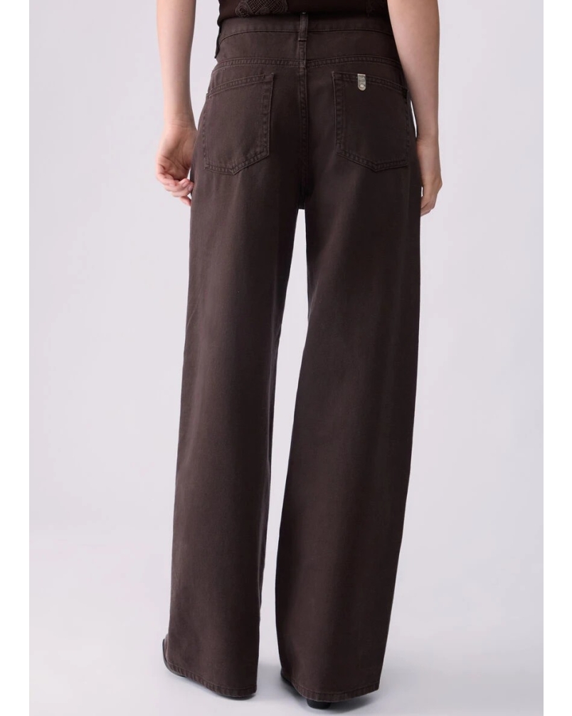 Liu Jo Straight trousers with asymmetrical waistband dark brown