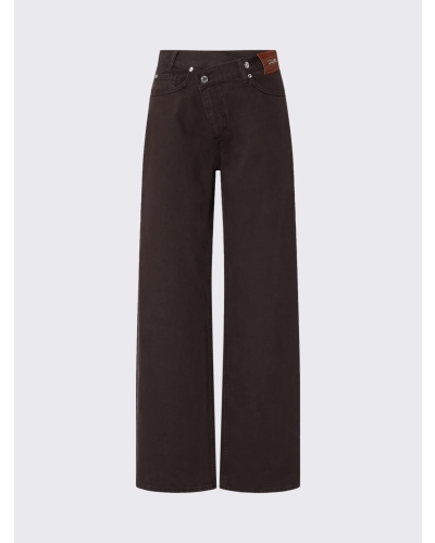 Liu Jo Straight trousers with asymmetrical waistband dark brown
