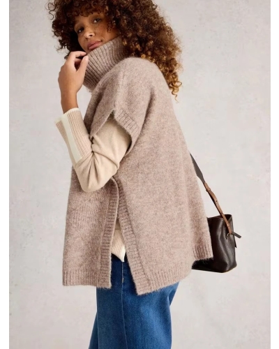 White Stuff Diamond poncho lgt nat