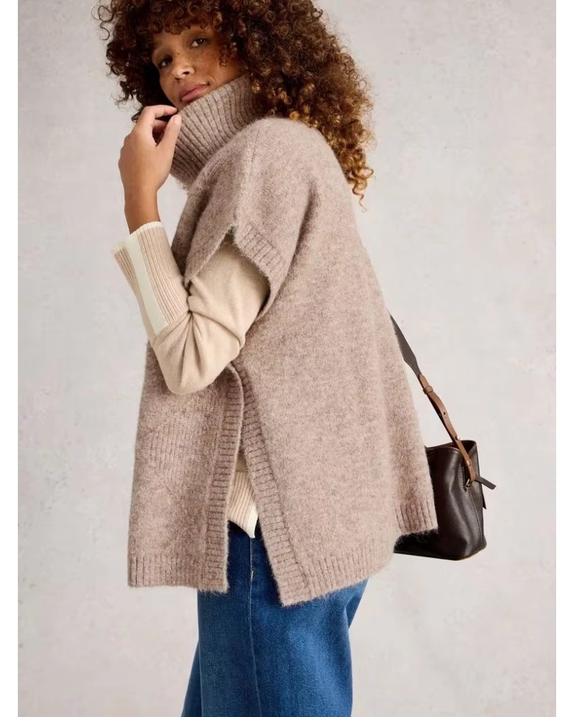White Stuff Diamond poncho lgt nat