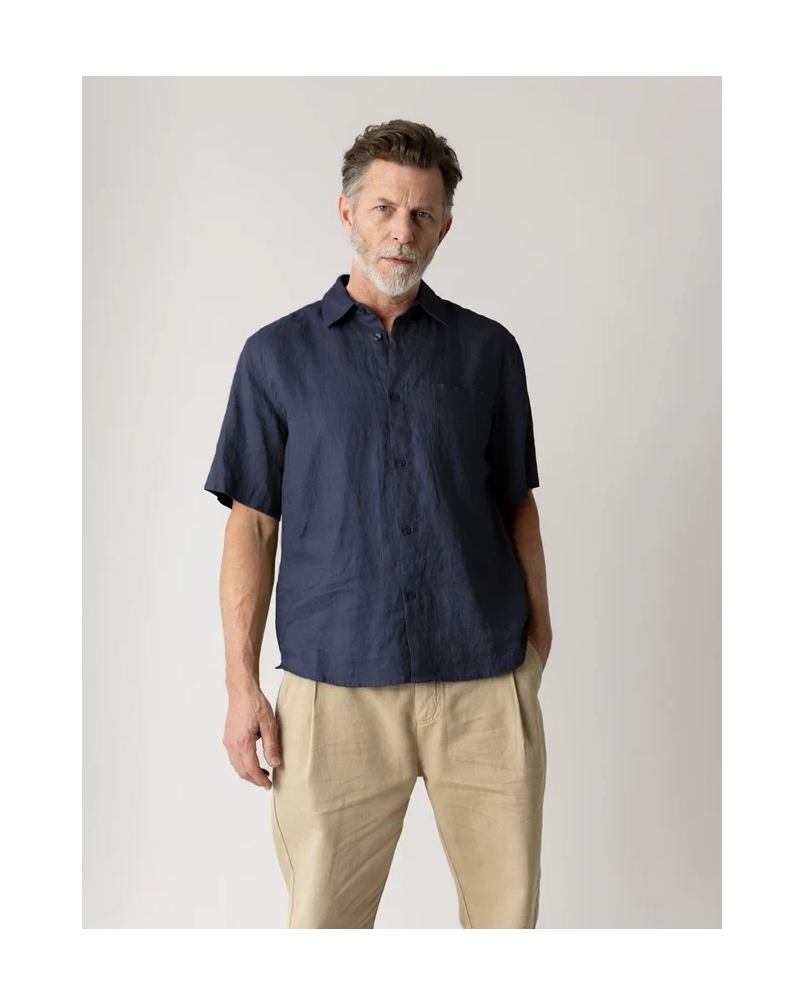 Mos Mosh Gallery Theo linen SS shirt watercress