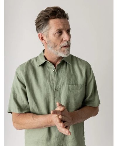 Mos Mosh Gallery Theo linen SS shirt watercress