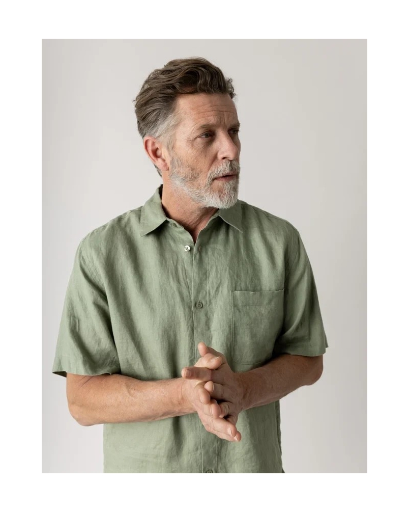 Mos Mosh Gallery Theo linen SS shirt watercress