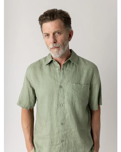 Mos Mosh Gallery Theo linen SS shirt watercress