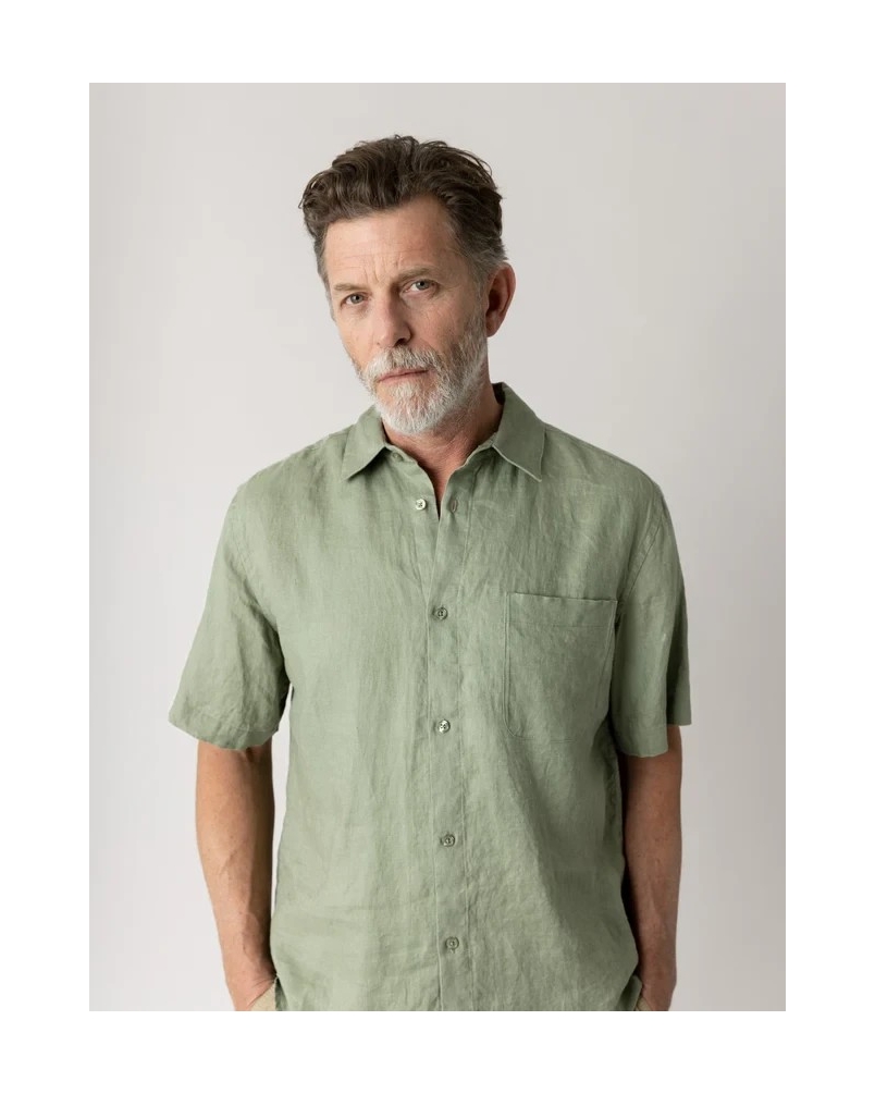 Mos Mosh Gallery Theo linen SS shirt watercress