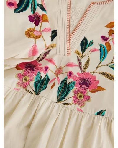 White Stuff Maeve embroidered midi dress ivory mlt