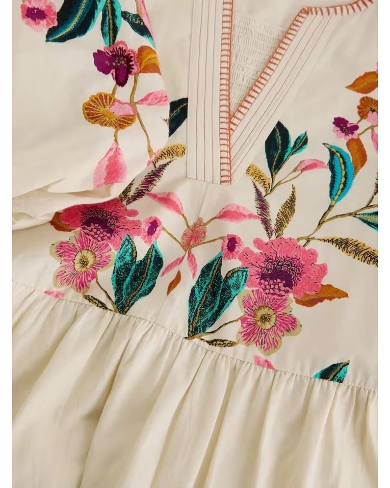 White Stuff Maeve embroidered midi dress ivory mlt