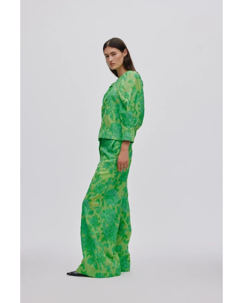 Rabens Saloner Cass jacquard wide leg viper green