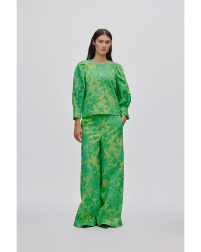 Rabens Saloner Cass jacquard wide leg viper green