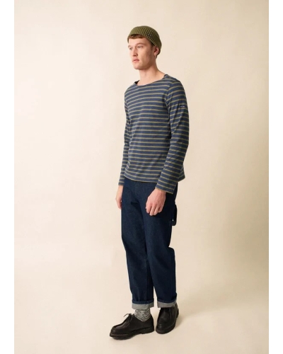 Saint James Minquiers stripe denim denim f/fougere