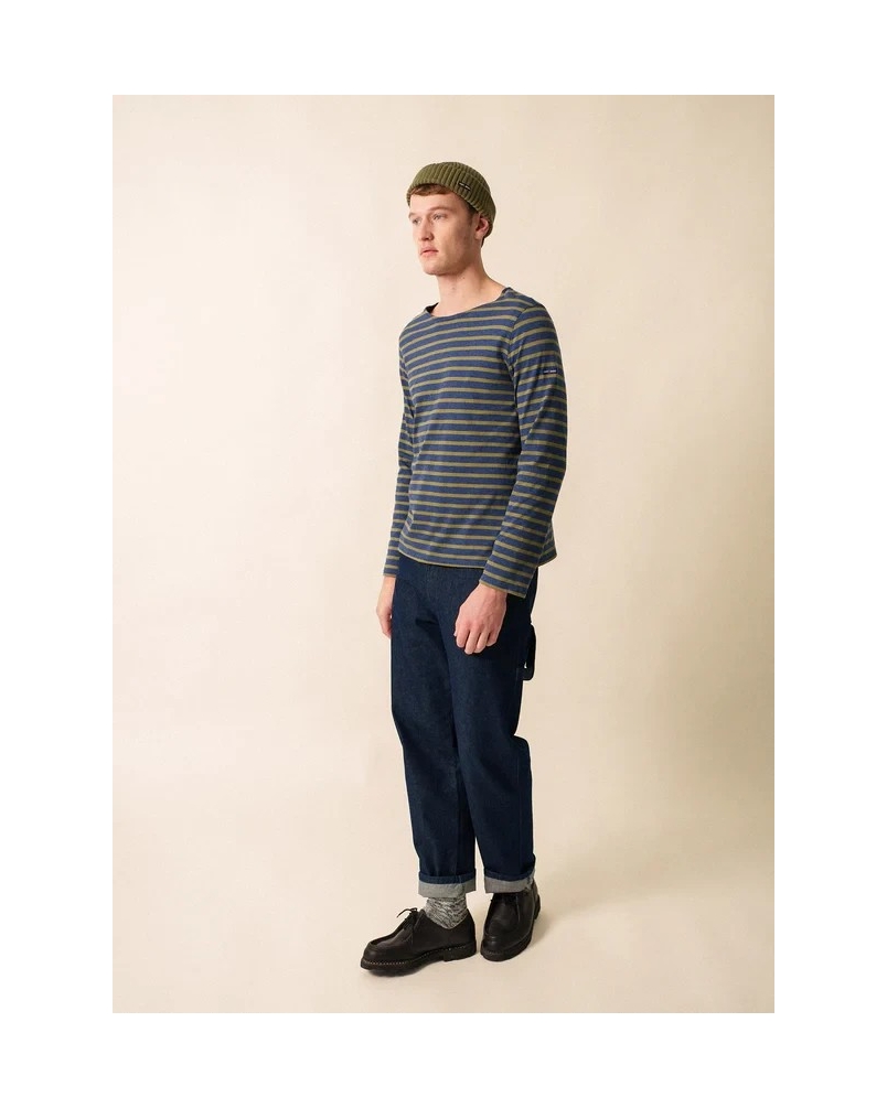 Saint James Minquiers stripe denim denim f/fougere