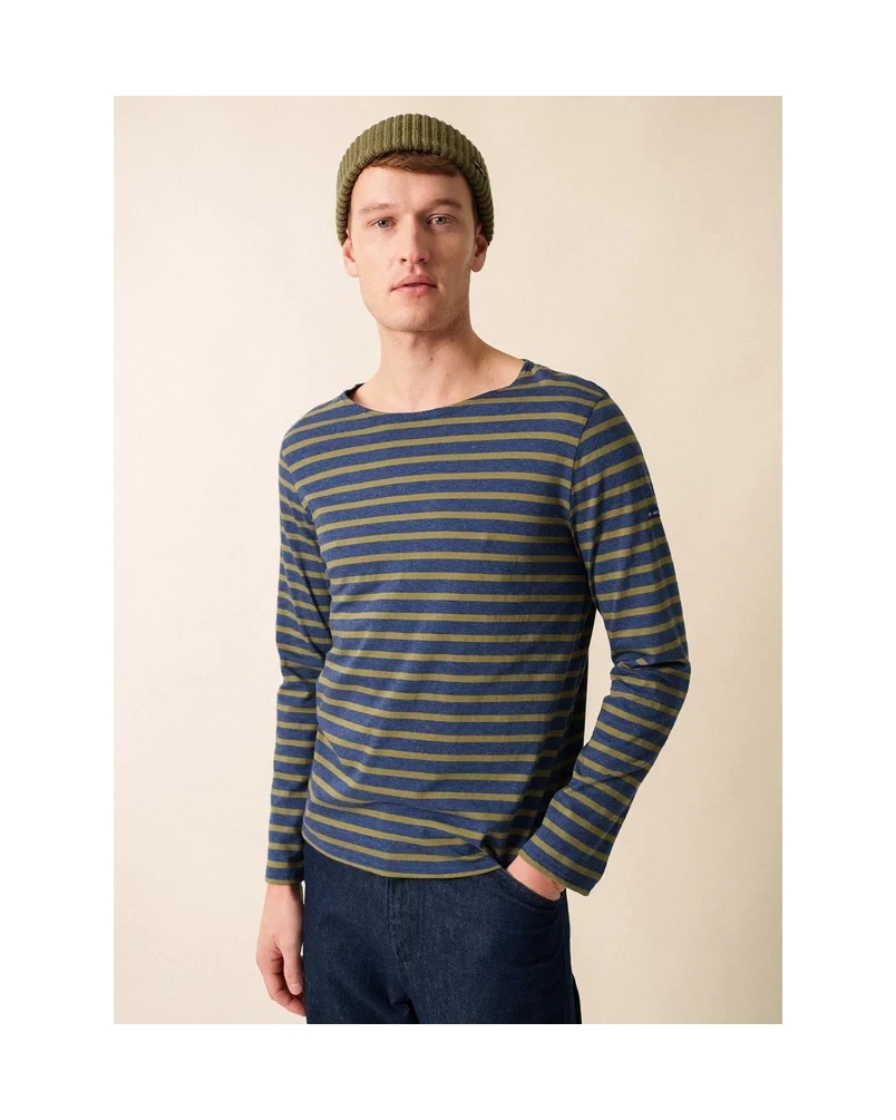 Saint James Minquiers stripe denim denim f/fougere