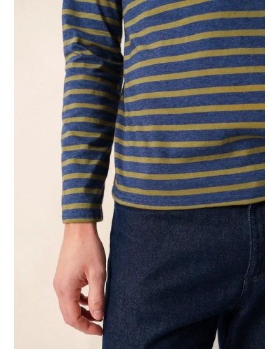 Saint James Minquiers stripe denim denim f/fougere