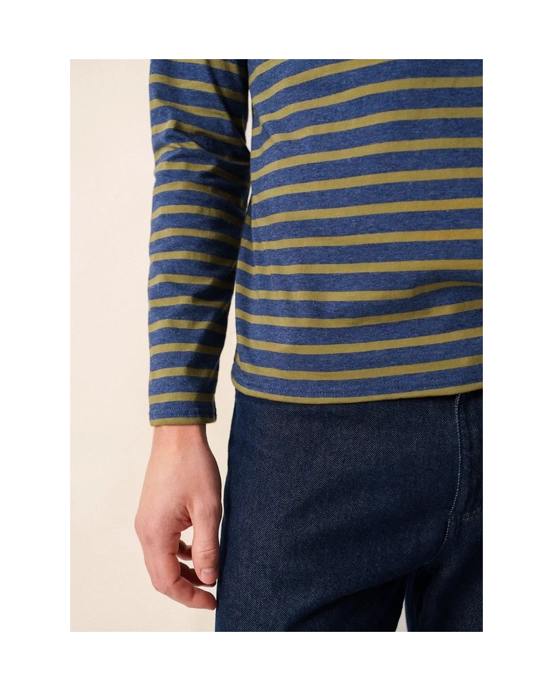 Saint James Minquiers stripe denim denim f/fougere