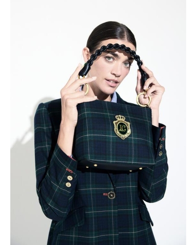 Lola Casademunt Plaid fabric checked woven bag verde/azul
