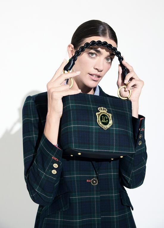 Lola Casademunt Plaid fabric checked woven bag verde/azul
