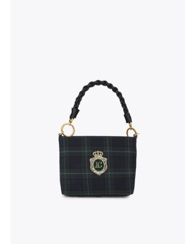 Lola Casademunt Plaid fabric checked woven bag verde/azul