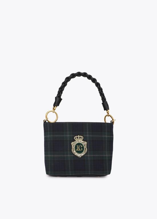 Lola Casademunt Plaid fabric checked woven bag verde/azul