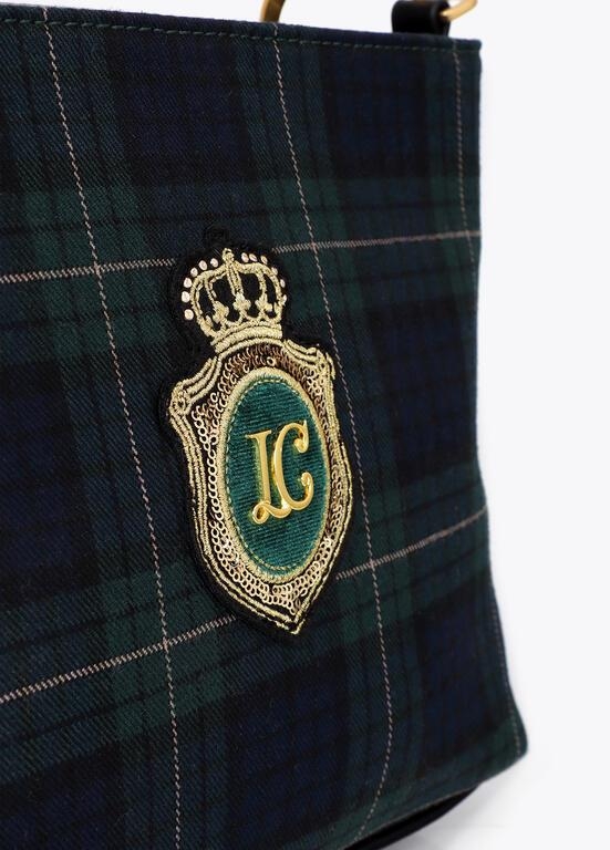 Lola Casademunt Plaid fabric checked woven bag verde/azul