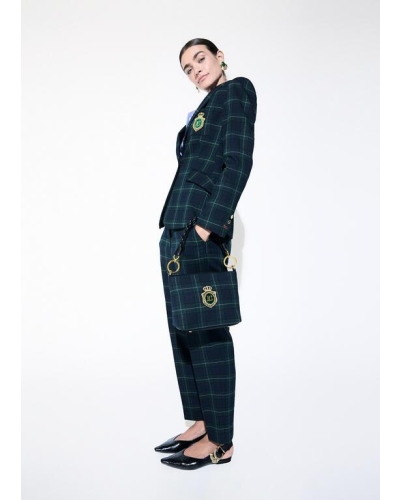 Lola Casademunt Plaid fabric checked woven bag verde/azul