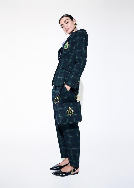 Lola Casademunt Plaid fabric checked woven bag verde/azul