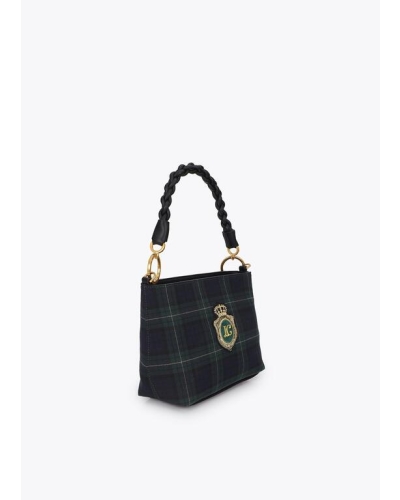Lola Casademunt Plaid fabric checked woven bag verde/azul